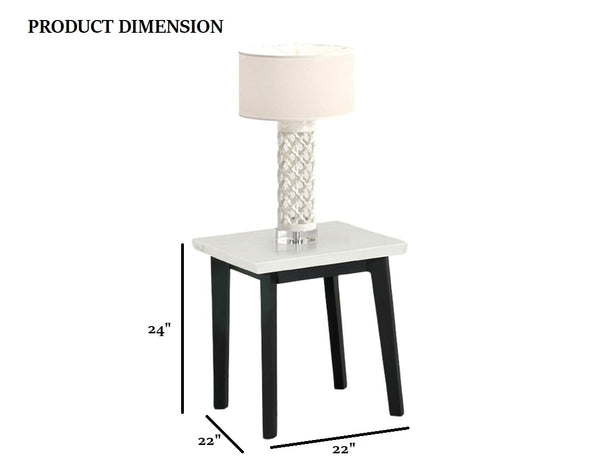 English Elm Contemporary 3-Piece Table Set: Triangle Coffee Table & Square End Tables With Marble Top Storage B2741S00644
