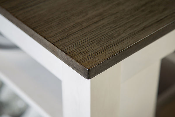 English Elm White Transitional 3pc Counter Height Dining Set with USB Port, Storage Shelves & Padded Seats, Gray Finish B2741P381485