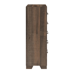 English Elm Wallace & Bay - Brown 5-Drawer Chest – Brown Penny Wood Finish, Casual Stylish Storage, Easy-Care, 50"H, 32"W B361P384475