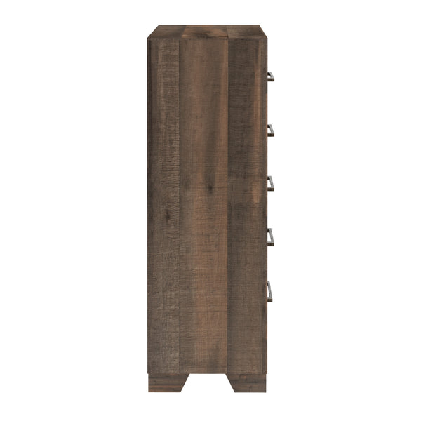 English Elm Wallace & Bay - Brown 5-Drawer Chest – Brown Penny Wood Finish, Casual Stylish Storage, Easy-Care, 50"H, 32"W B361P384475