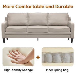 English Elm 78.75'' Slipcovered Faux Leather Sofa with High-Density Foam, Solid Wood Frame, Easy-Clean Finish Grey T3623P411320