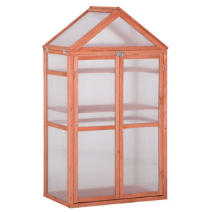 English Elm Garden Solid Wood Cold Frame Greenhouse with Polycarbonate Panels and Three Tiered Shelves T3971P389238