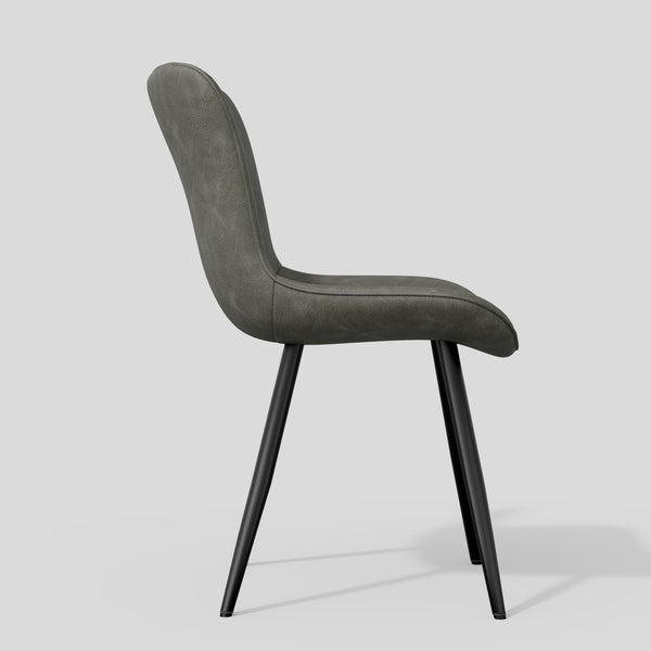 English Elm Dining Chair Set Of 2 - Modern Gray Pu Leather Armless Chairs With Sturdy Metal Legs For Comfort T3950P396567