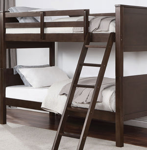 English Elm Transitional Twin Over Twin Bunk Bed In Walnut Finish With Safety Rails And Versatile Design Options B2741S00323-GIGA
