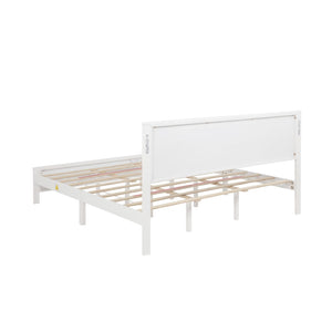 English Elm King Pine Wood Platform Bed with Led Lighting Usb Charging Tall Panel Headboard White W504S00274