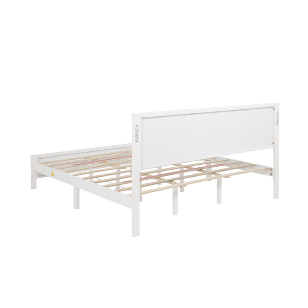 English Elm King Pine Wood Platform Bed with Led Lighting Usb Charging Tall Panel Headboard White W504S00274