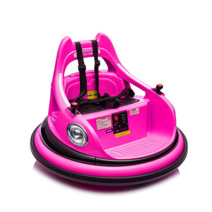 English Elm 12v Kids Bumper Ride on Car with 360 Spin Led Lights Parental Remote Safety Harness W1578P347962