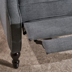 English Elm Charcoal Wingback Pushback Recliner with Button Tufted Diamond Fabric Upholstery Charcoal N763P410529E