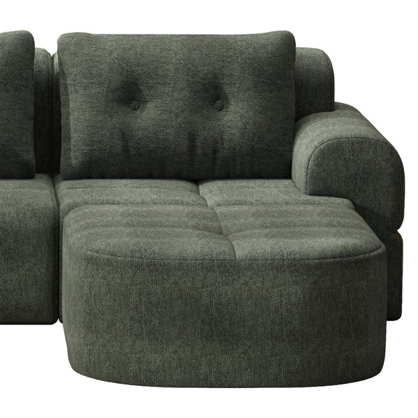 English Elm Modular Sectional Sofa with Chaise Full Foam Build Woven Fabric for Living Room Blackish Green W2379S00006