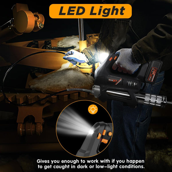 English Elm Heavy Duty Cordless Grease Gun 20v with 6 Speed Modes Led Light and 40 Inch Hose T3177P305047
