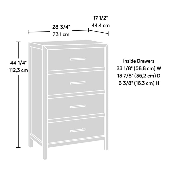English Elm 4-Drawer Chest - Stylish Brown Organizer With Smooth-Gliding Drawers For Any Room Decor Needs B356P402723