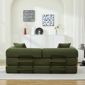 English Elm Folding Sofa Bed Corduroy Convertible 78.5" 3-Seater to Bed No-Assembly Foam Spring Comfort Green W2915P343897