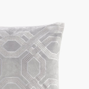 JLA Home Croscill Classics - Square Decor Pillow with Japanese Braiding Pattern, Plush Goose Feather Insert for Luxe Comfort Silver CCL30-0030