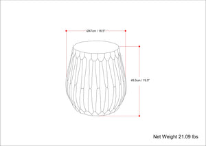 English Elm Nellie Cast Aluminum Side Table in Graphite Finish — Handcrafted Convex Drum Design, 22" x 22" x 22.5" B136P239044