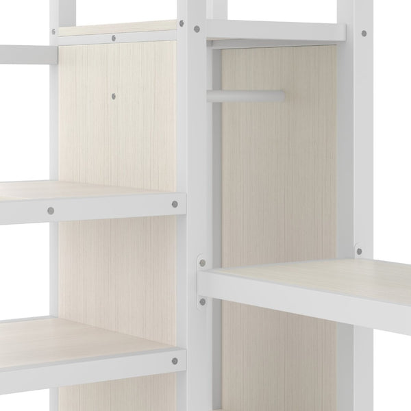 English Elm Queen Size Loft Bed With L-Shaped Desk, Usb Charging & Led Lights - Stylish Storage For All Spaces W1580S00181-GIGA