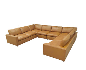 English Elm Leather Match Modular Sectional Sofa with Top Grain Upholstery for Open Living Rooms Ginger B2748S00166
