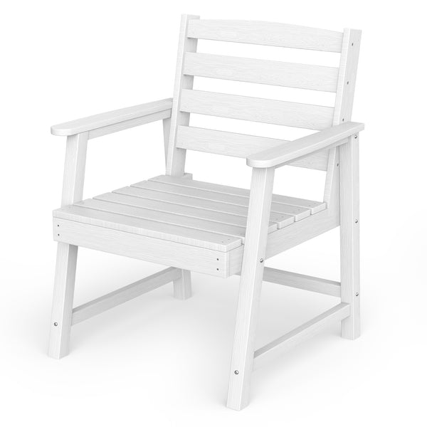 English Elm 7-piece Outdoor Dining Set with Spacious 75" HDPE Table, Aluminum Legs and Waterproof Chairs, Durable White T3898S00002