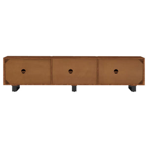 English Elm Harper Solid Mango Wood Media Console with Curved Doors for Large Living Rooms B062P451817