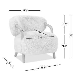 English Elm Becker Solid Oak Genuine Sheepskin Accent Armchair Rustic Farmhouse Living Room B2719P277874