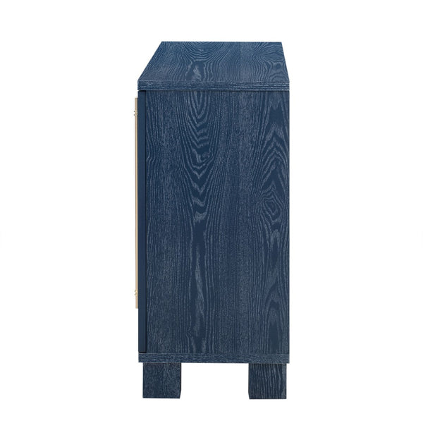 English Elm Trexm Ash Veneer Buffet with Gold Handles Matte Black Lacquer Dining Storage Antique Navy N715P232696M