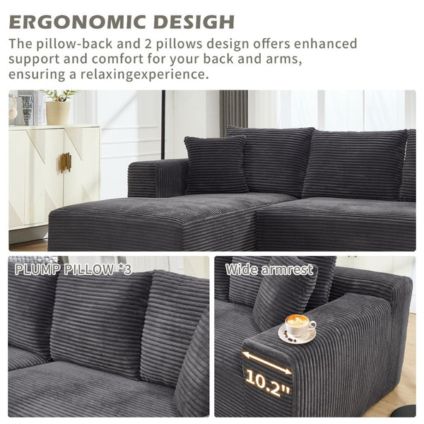 English Elm Modular Cloud Sectional with Oversized Chaise Memory Foam Fill for Living Rooms W3224S00008