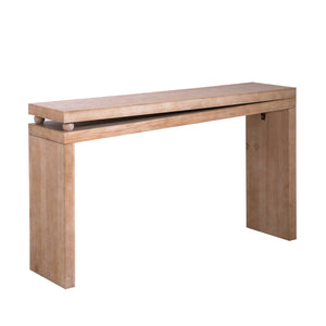 English Elm Narrow Natural Wood Console Table 52.6" — Slim 12" Depth Entryway Hallway Table with Bead Detail, Rustic Modern Style W2729P270749