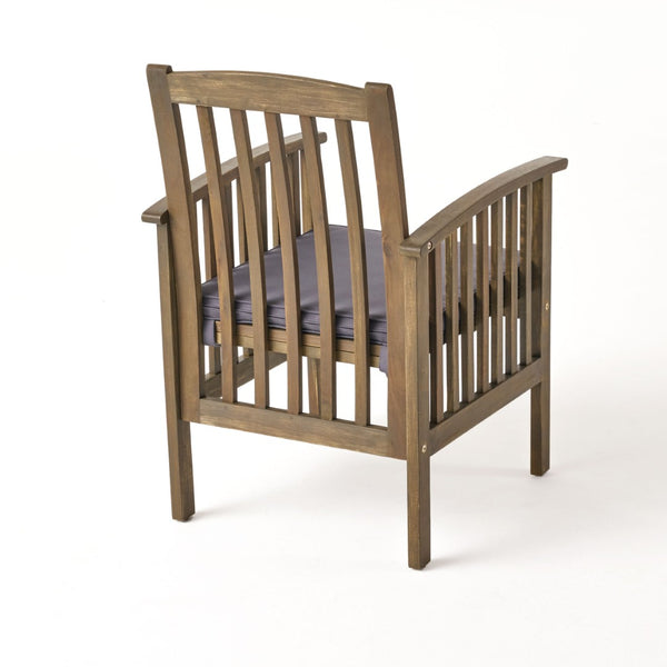English Elm 7 Piece Solid Acacia Wood Outdoor Dining Set Six Chairs Slatted Table Patio Ready Dark Grey,Teak N762S000037AAE