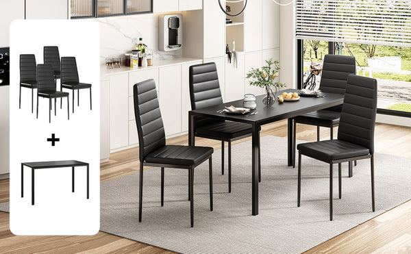 English Elm Dining Table Mid Century Modern Mdf Top Steel Legs Seats Six Small Space T3623P433791
