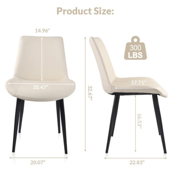 English Elm Beige Cotton Linen Armless Dining Chairs with Oak Legs Ergonomic Set of 2 Beige W5815P476403