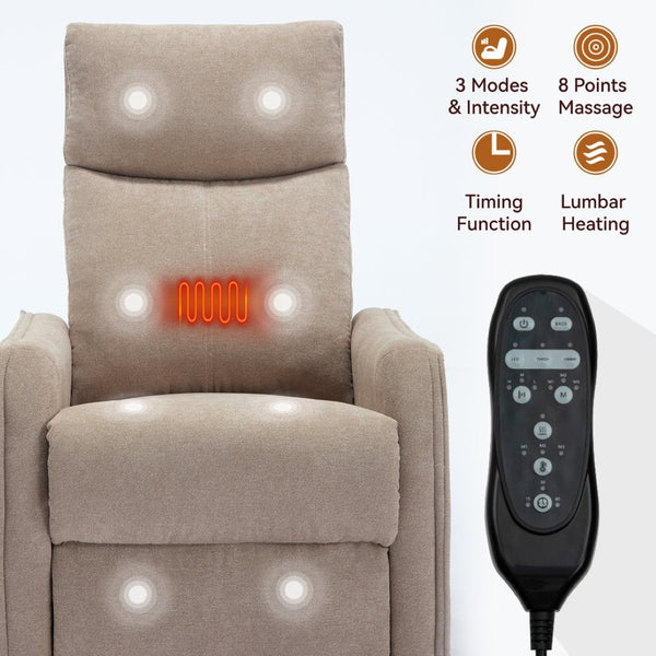 English Elm Heat Massage Rocker Recliner with Swivel Base and Vibrating Nodes for Living Room W1803P251886