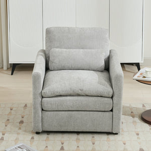 English Elm 31.9" Cozy Upholstered Armchair with Chenille Fabric, Double-Layer Cushions & Lumbar Support LIGHT GREY N719P251495R