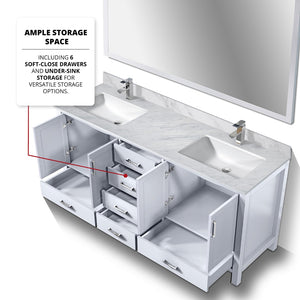 English Elm White Double Bath Vanity Set With Carrara Marble Top, Chrome Faucet, And Large 28-Inch Mirror B2731S00998-GIGA