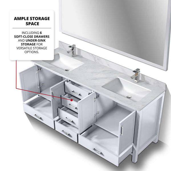 English Elm White Double Bath Vanity Set With Carrara Marble Top, Chrome Faucet, And Large 28-Inch Mirror B2731S00998-GIGA