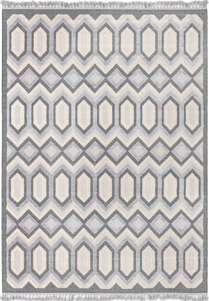 Unique Loom Arlo JJ Machine Made Tribal Rug Charcoal, Ivory/Gray 9' 0" x 12' 2"