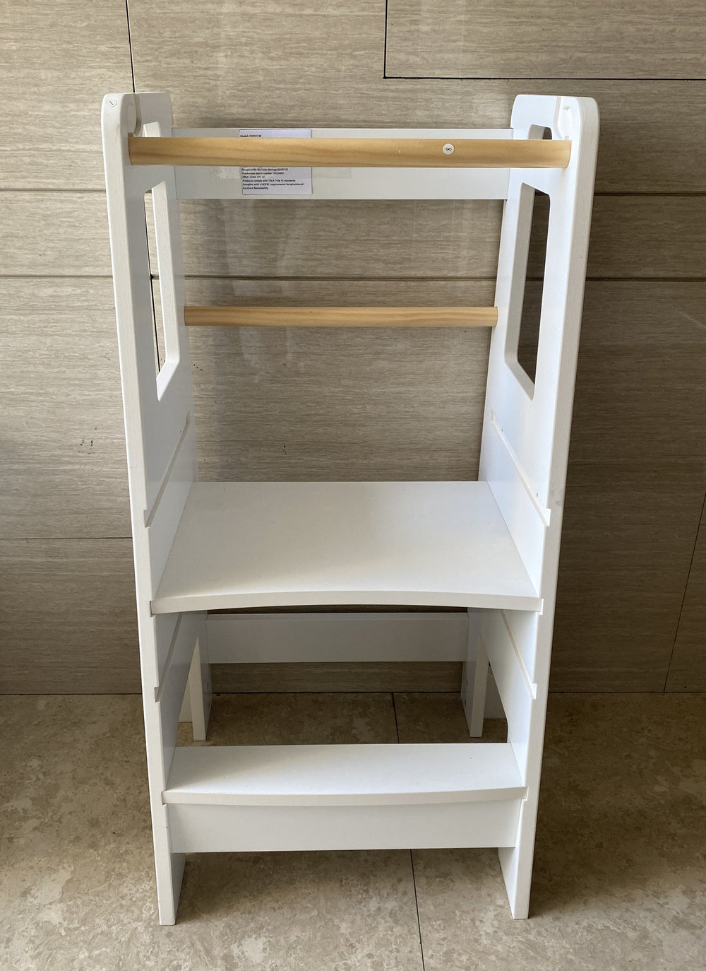 English Elm Kids Adjustable Montessori Standing Tower Toddler Step Stool White MDF+Pine Wood 150lb Capacity W808P252779