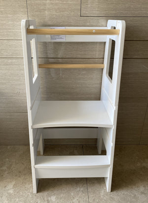 English Elm Kids Adjustable Montessori Standing Tower Toddler Step Stool White MDF+Pine Wood 150lb Capacity W808P252779