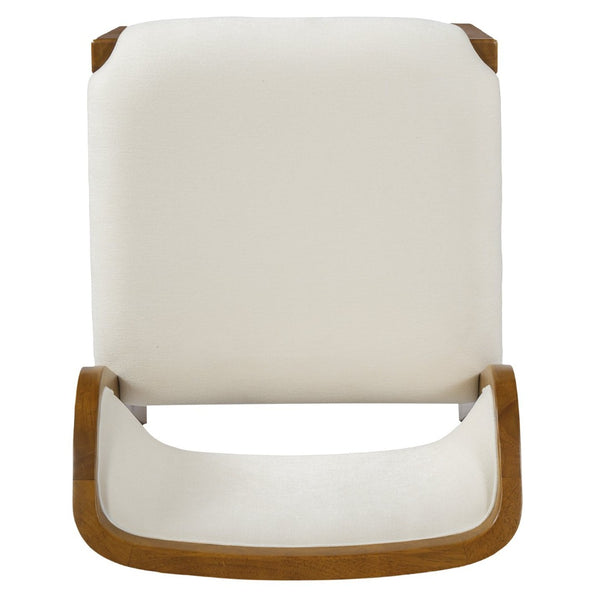 English Elm Mid-century Modern Linen Blend Dining Chairs Rubberwood Legs Sculptural Backrest Set of 2 Beige,Walnut N768P442078W