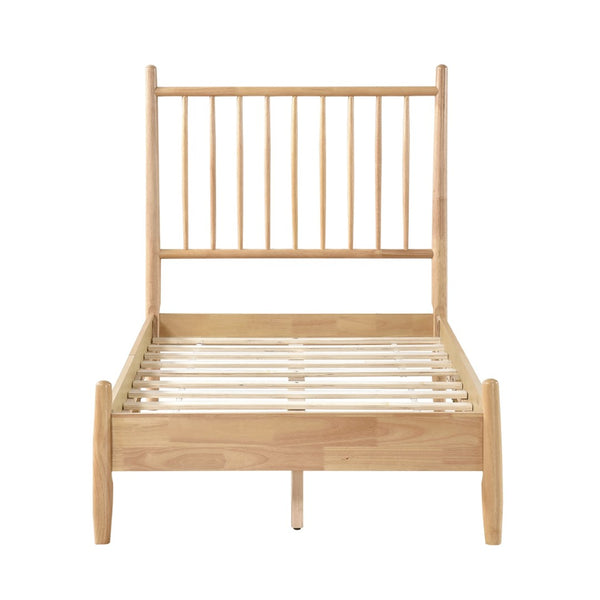 English Elm Mid-century Twin Platform Bed Natural Wood Vertical Slat Headboard Bedroom Frame B011P437952