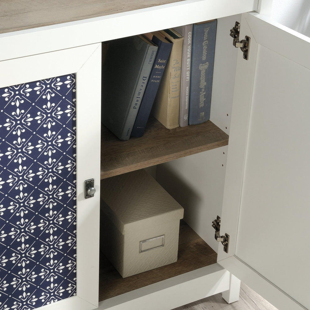 English Elm Library Cabinet With Doors – White Finish, Adjustable Shelving, Stylish Storage For Any Room B356P402687