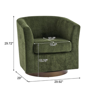 English Elm Halo Velvet Barrel Swivel Accent Chair with Bentwood Ring Base for Living Rooms Olive Green,Walnut N776P378583G