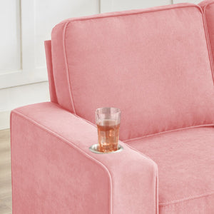 English Elm 83.86"Snowfleece Luxurious 3-Seater Sofa with High-Density Sponge & Spring Support, Cozy Velvet Pink W1359P215067