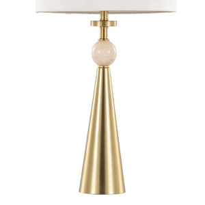 English Elm Table Lamp Set of Two Gold Metal Travertine Base with Leaf Fabric Shade Glam Decor B202P471582