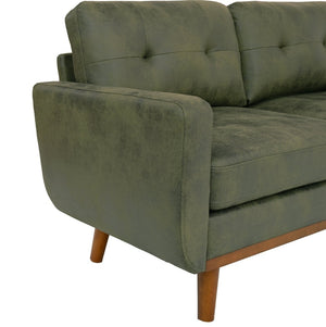 English Elm 65-inch Two Seat Sofa Breathable Foil Fabric Diamond Quilted Back Solid Wood Legs Olive Green W5568P478817
