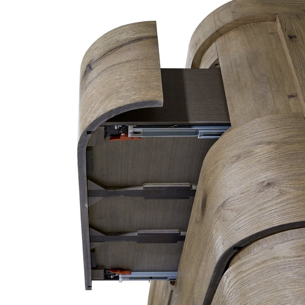 English Elm Curved English Knotty Oak Dresser Wide 6 Drawer Chest Organic Grain Bedroom B2699P409547