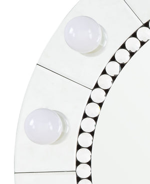 English Elm Farai Glam Mirrored Wall Décor Mirror with Faux Crystal Diamonds, Silver Hollywood Vanity Accent, 21"x21" B2726P244349