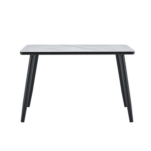 English Elm Only Rectangular Dining Tabletop Minimalist Furniture Grade Surface for Compact Spaces White+Black W1151P427112