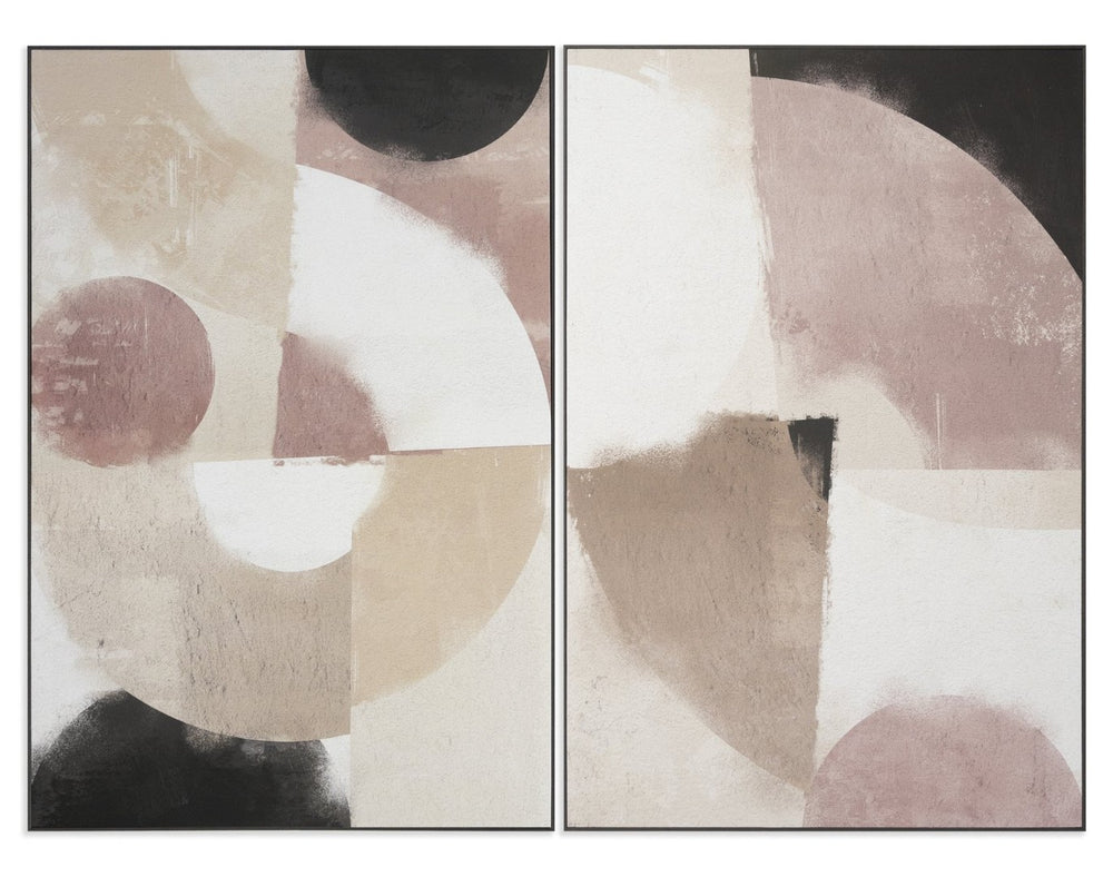 Sunpan MIAMI VICE Diptych Art Set - 40" x 60" Textured Canvas in Charcoal Frame for Modern Décor Serenity A0343