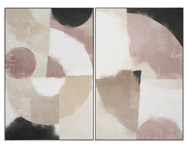 Sunpan MIAMI VICE Diptych Art Set - 40" x 60" Textured Canvas in Charcoal Frame for Modern Décor Serenity A0343