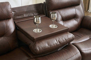 English Elm Genuine Top-grain Leather Manual Reclining Sofa Tufted Contemporary Living Room W1896P280250