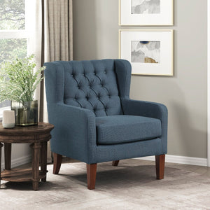 English Elm Classic Wingback Button-tufted Accent Chair Plush Foam Seat Solid Wood Legs Formal Style B011P419468